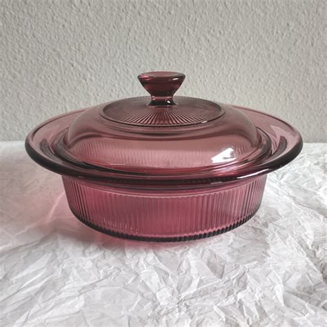 Pyrex Kitchen Vtg Pyrex Vision Corning 24oz Cranberry Glass