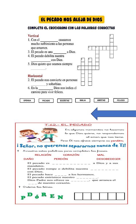 Actividad el Pecado . 3ero - EL PECADO NOS ALEJA DE DIOS COMPLETA EL