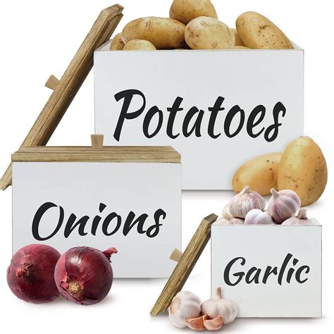 Buy Potato And Onion Storage Bin Set Of 3 Farmhouse Kitchen Storage