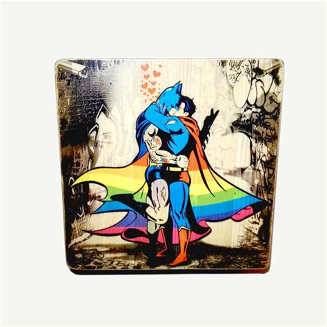Superman Gay Print Kiss Gay LGTB Gift For Gay Batman Etsy