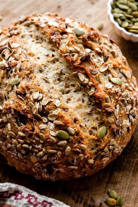 No Knead Seeded Oat Bread