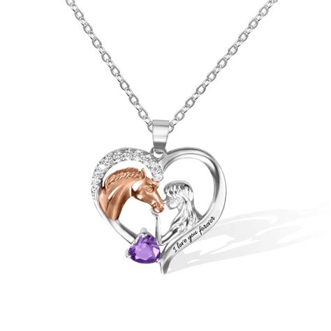 Collier Coeur Avec Breloque Cheval Et Fille Collier Cheval