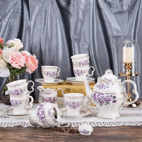 Fanquare 15 Piece Porcelain Tea Set For Adults Wedding Tea Service