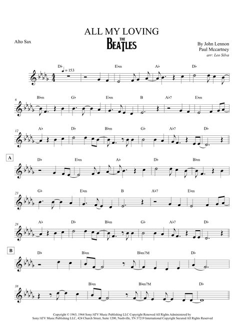 All My Loving Arr Leo Silva By The Beatles Sheet Music For Alto Sax