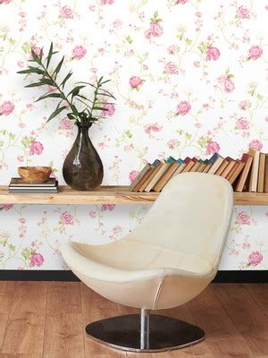 Papel De Parede Flores Delicadas Rosa E Fundo Branco Elo7