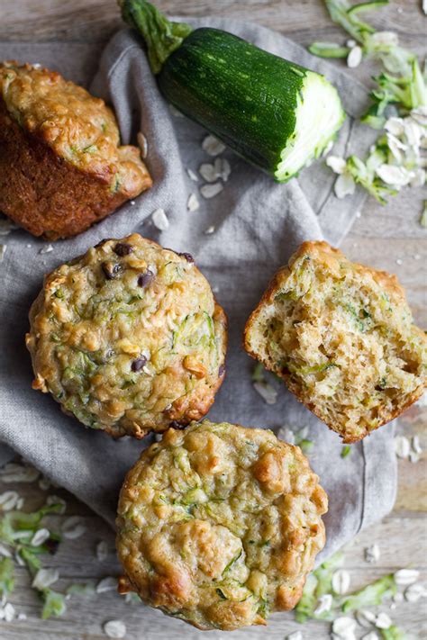 Zucchini Oat Greek Yogurt Muffins Running With Spoons