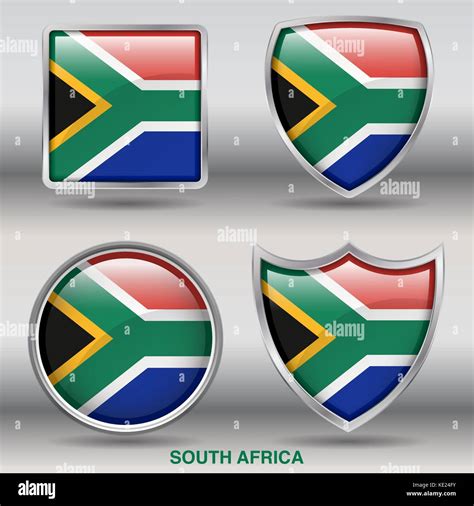 South Africa 4 Shapes Flags States Country In The World With Clipping