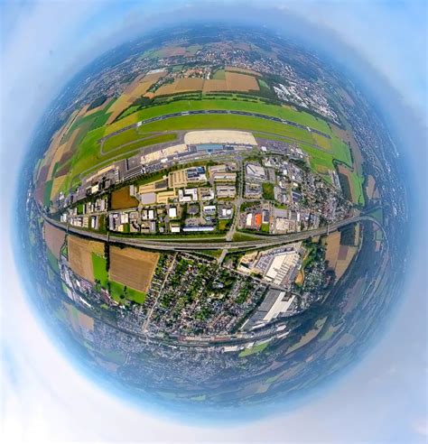 Dortmund von oben Fish Eye Perspektive Gelände des Flughafen in