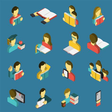 Education Reading Isometric Icons Set 465843 Vector Art At Vecteezy