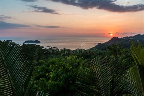 Sunset At Manuel Antonio Costa Rica Tropical Pacific Coast Stock