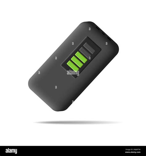 D Render Cartoon Illustration Of Powerbank With Battery Level