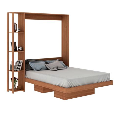 Cama De Casal Articulável Multifuncional Vertical Nichos Amêndoa