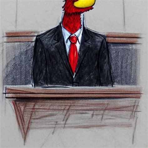 Elmo Testifying In Court Being Defended By Saul Stable Diffusion