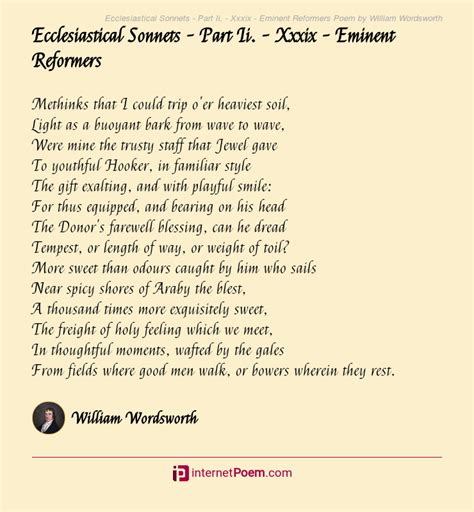 Ecclesiastical Sonnets Part Ii Xxxix Eminent Reformers Poem By