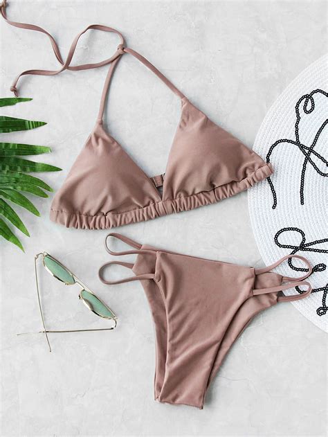 Green Printed Ladder Cutout Triangle Bikini Set Bikinis Triangle My XXX Hot Girl
