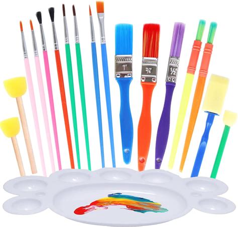 18 Pcs Childrens Paint Brushes Childrens Painting Brushes Set With