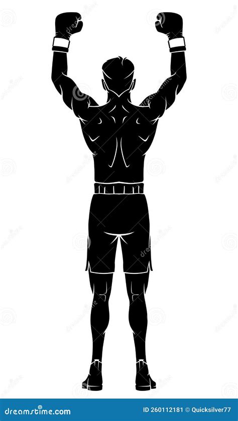 Male Boxer Winning Silhouette Sport Illustration Stock Vector