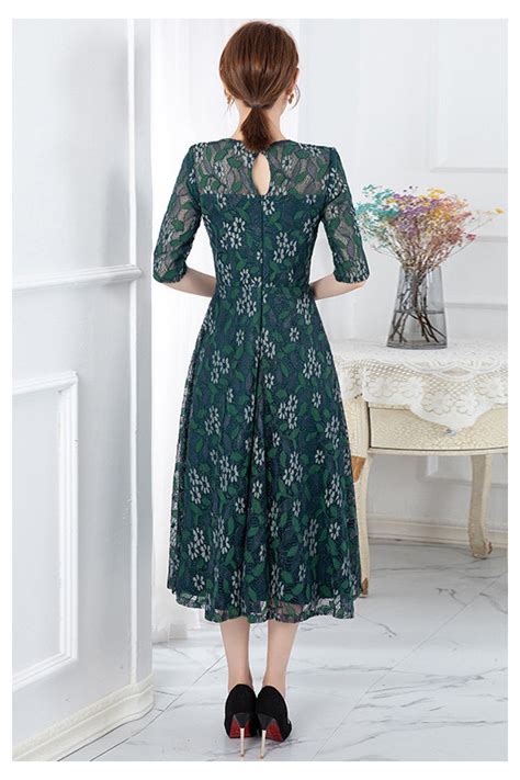 Modest Summer Floral Midi Wedding Guest Dress With Sleeves 744768