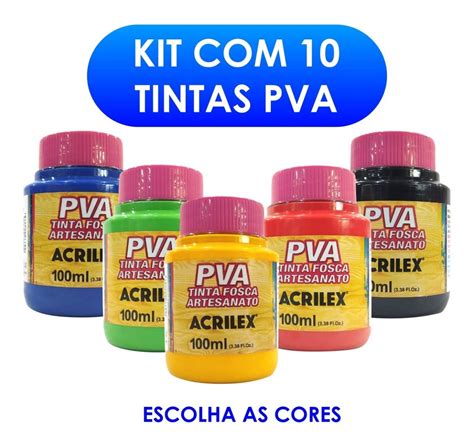 Kit Tintas Pva Ml Fosca Para Artesanato Acrilex