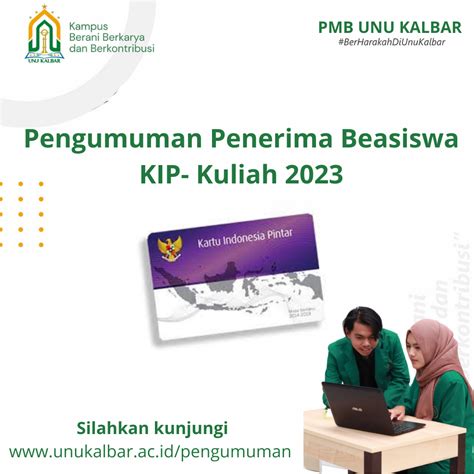 Pengumuman Penerima Beasiswa Kip Kuliah 2023 Unu Kalbar