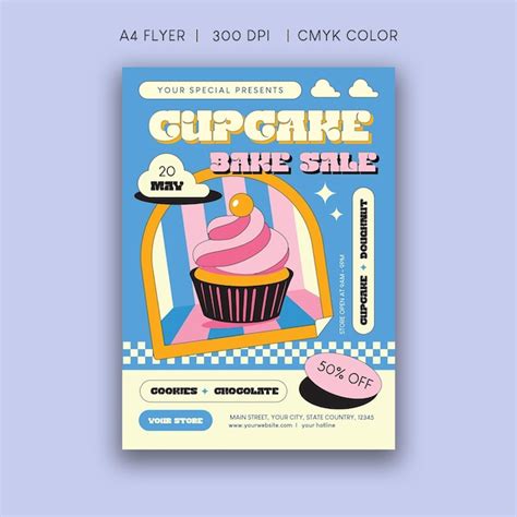 Premium Vector Cupcake Bake Sale Flyer