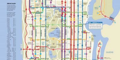 Mta bus map Manhattan - Manhattan bus map with stops (New York - USA)