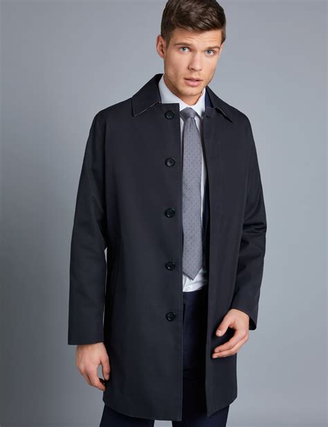 Mens Classic Navy Raincoat Hawes And Curtis