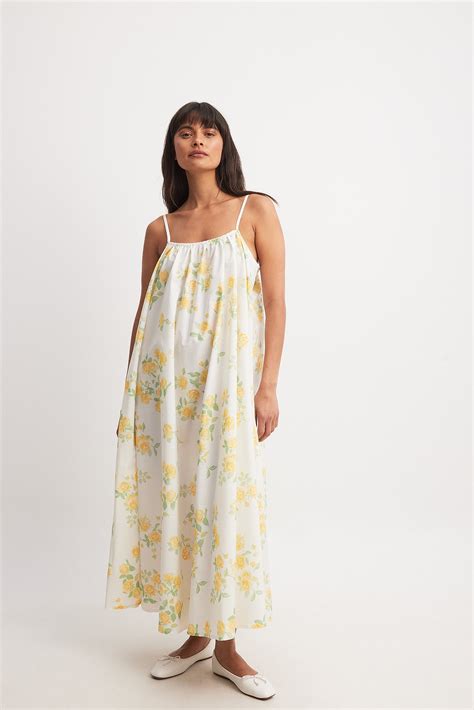 Flowy Cotton Midi Dress Flower Na Kd