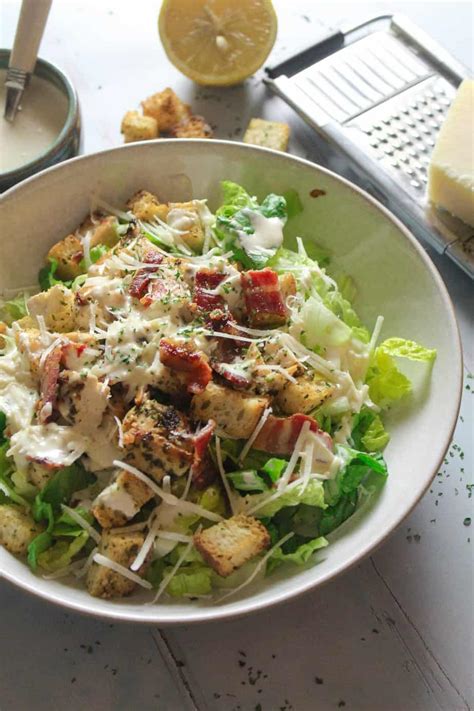 Chicken And Bacon Caesar Salad With Easy Homemade Dressing Carries