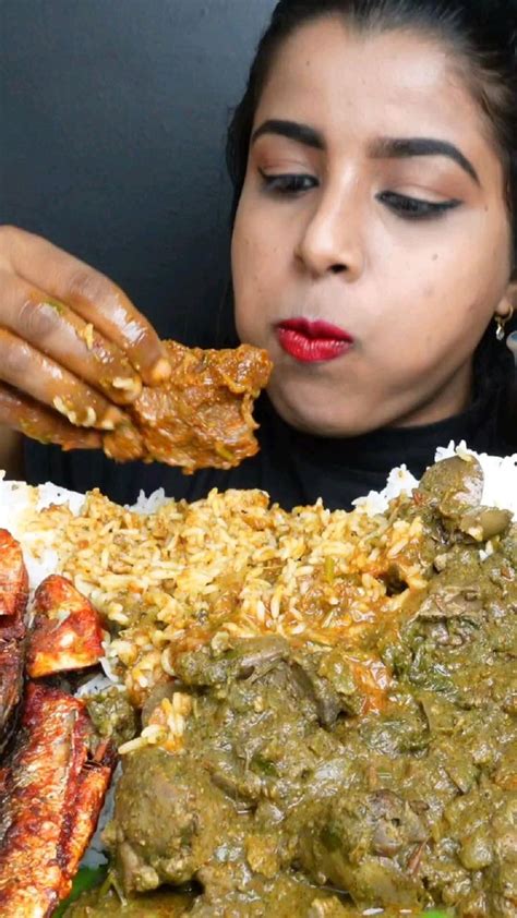 ASMR Eating Spicy Chicken Curry Mutton Curry Fish Curry Fry Big Bites