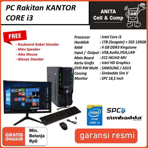 Jual Paket Pc Rakitan Kantor Core I Hdd Tb Ram Gb Monitor Spc