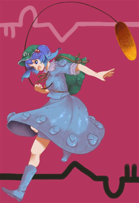 Safebooru Bad Id Bag Blue Eyes Blue Hair Boots Hat Kawashiro Nitori