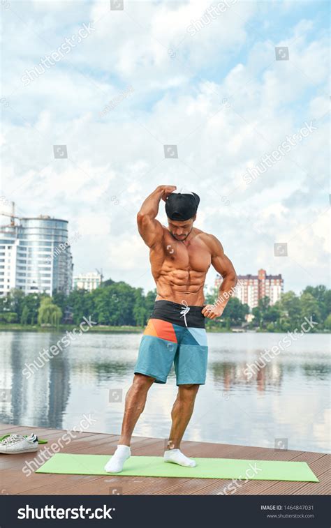 Muscular Sportsman Naked Torso Showing Muscles Stock Photo Shutterstock