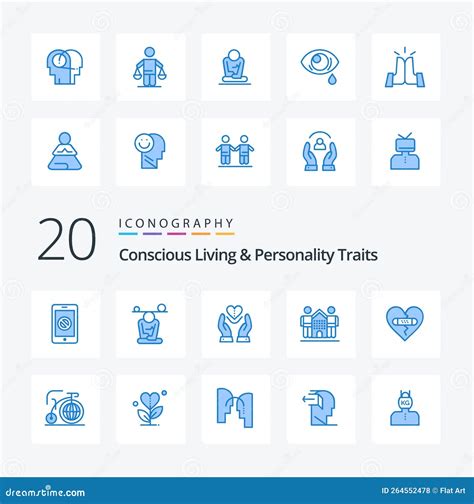 Concious Living And Personality Traits Blue Color Icon Pack Like