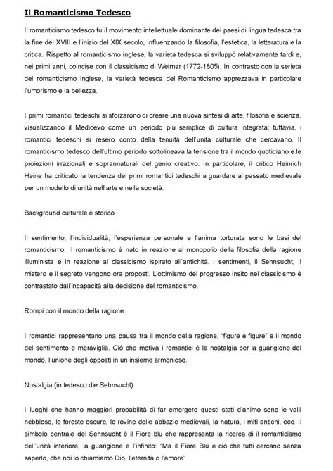 Il Romanticismo Tedesco | Dispense di Lingue e letterature classiche