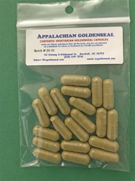 Goldenseal Capsules – 20 – NC Ginseng & Goldenseal Company