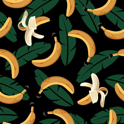 Banana Seamless Pattern With Leaves 475373 Vector Art At Vecteezy