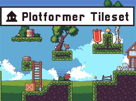 Platformer Tileset Pixel Art by 2D Game Assets on Dribbble