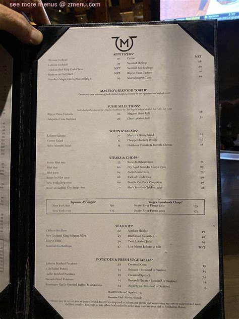 Online Menu Of Mastros Ocean Club Restaurant Malibu California 90265