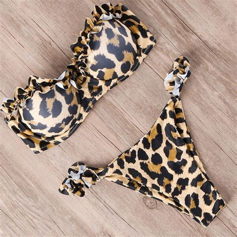 Ruuhee Bikini Swimwear Women Swimsuit Leopard Brazilian Bikini Set