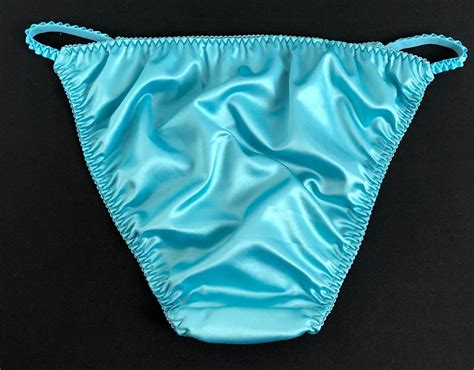 Teal Satin String Bikini Panty Etsy