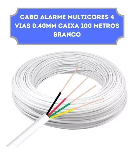 Cabo Alarme Multicores 4 Vias 0 40mm Caixa 100 Metros Branco