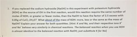 Solved 3. If you replaced the sodium hydroxide (NaOH) in | Chegg.com