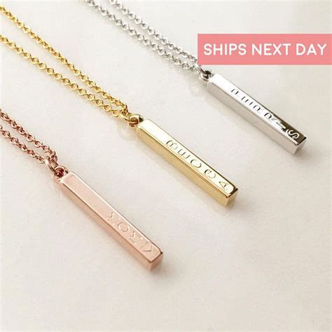 Custom Necklaces For Women Sides Bar Name Necklace Personalized