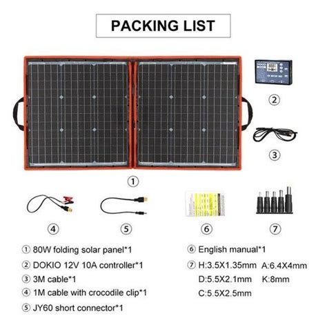 Dokio Panneau Solaire 80ws 18vs Flexibles Pliables Usbs Portables Kit