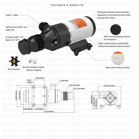 Seaflo V Macerator Water Waste Pump Marine Lpm Gpm Boat Rv