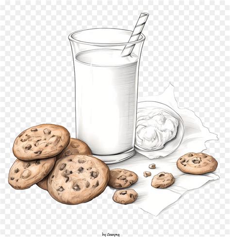 Biscuits Et Lait Cookies Aux Pépites De Chocolat Lait PNG Biscuits