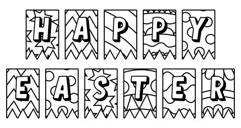 Happy Easter Banner To Color 8 Free Pdf Printables Printablee