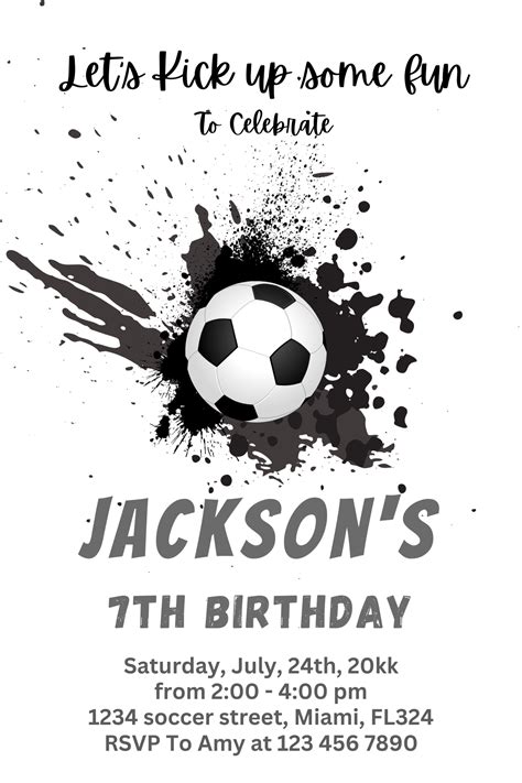 Soccer Birthday Party Invitation | Soccer Digital Birthday Party Invit ...