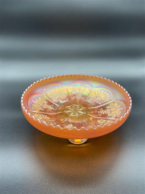 Marigold Orange Carnival Glass Candy Dish Etsy